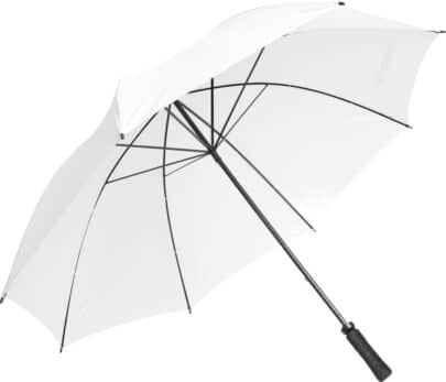 Stor hvid kvalitets paraply 131 cm med windproof konstruktion – Grand model åben
