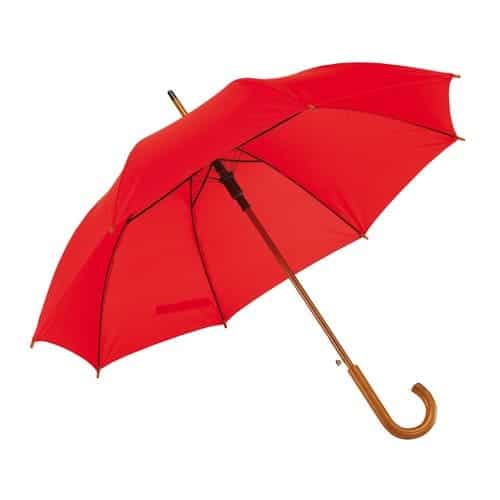 Rød paraply træskaft - Køb paraply online 179 Kr her - Buddy