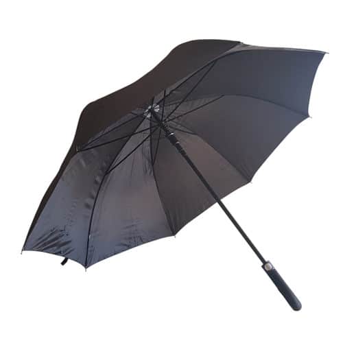 Se Stor sort paraply med buet skaft diameter 119 cm - Luna hos Paraplybutik.dk