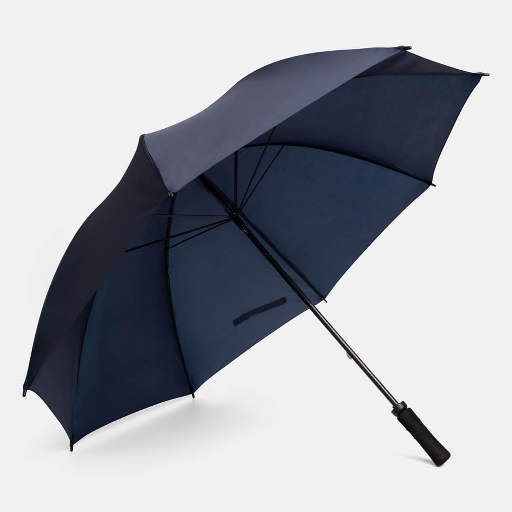 Se Stor navy blå paraply 131 cm hurtig levering - Jeannett hos Paraplybutik.dk