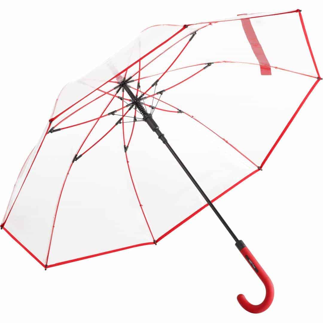 Gennemsigtig rød paraply stor diameter - Nevada