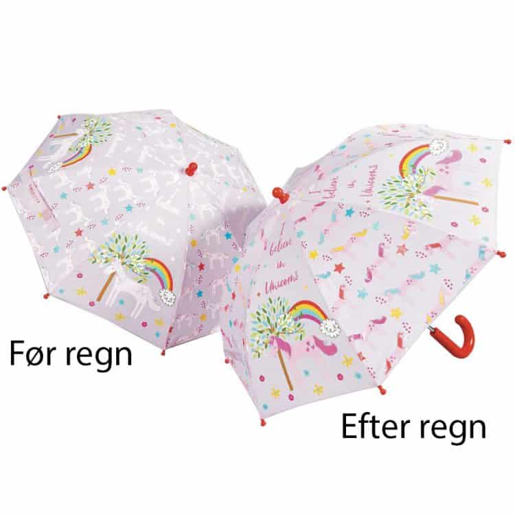 Børneparaply med enhjørninger skifter farve - Fun4Rain