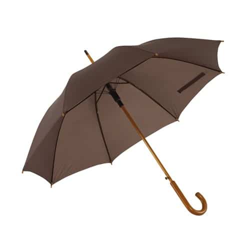 Mørke brun paraply med lyst træskaft - Kun 159 kr - Oscar