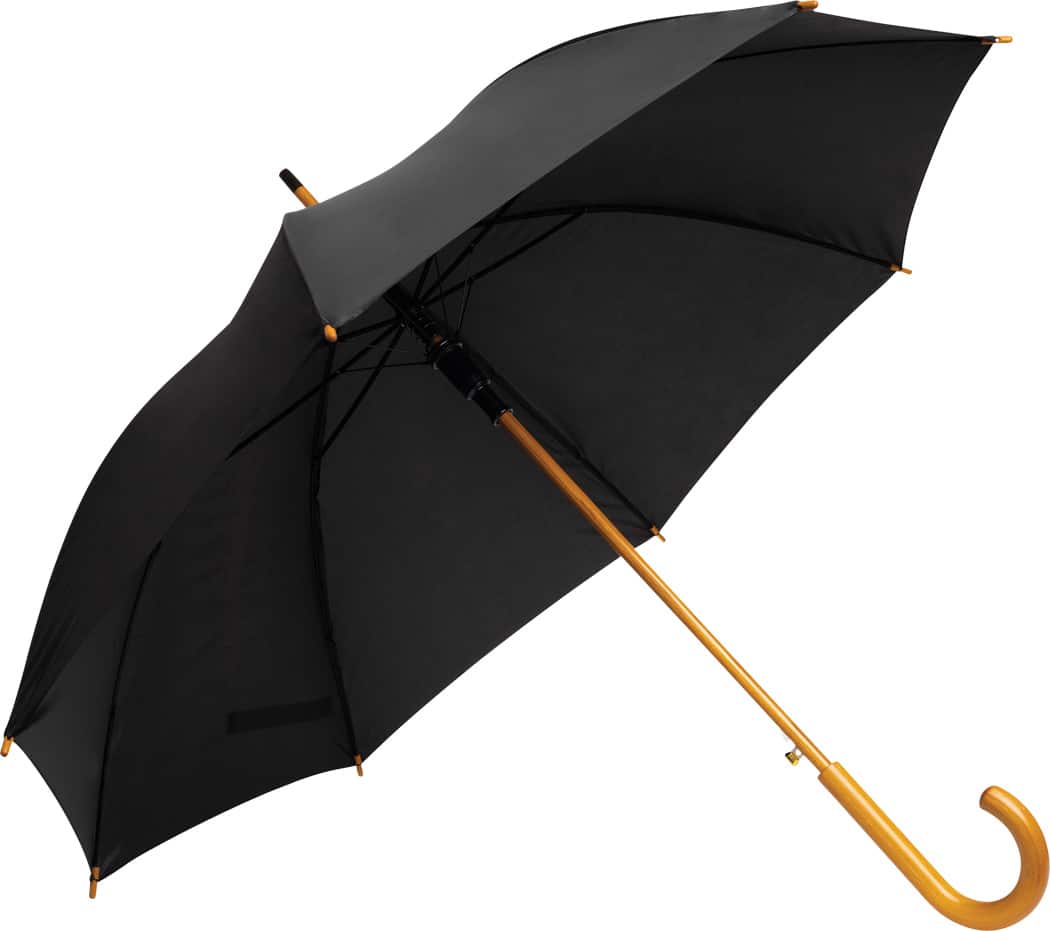 Billede af Klassisk sort paraply lyst træhåndtag 15 forskellige - Oscar