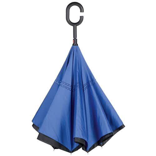 Omvendt paraply blå billig leveret til pakkeshop - Emma