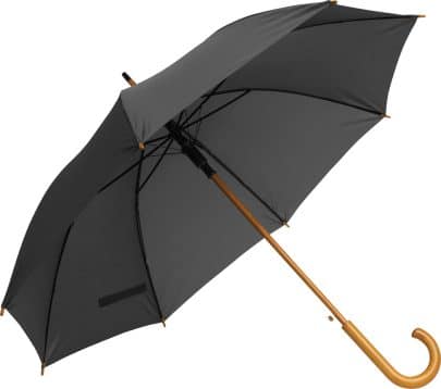 stokparaply grå Oscar klassisk paraply med træhåndtag