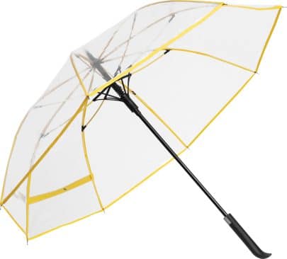 klar paraply med gul kant