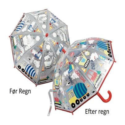 Farveskiftende paraply til barn med magiske motiver i regn
