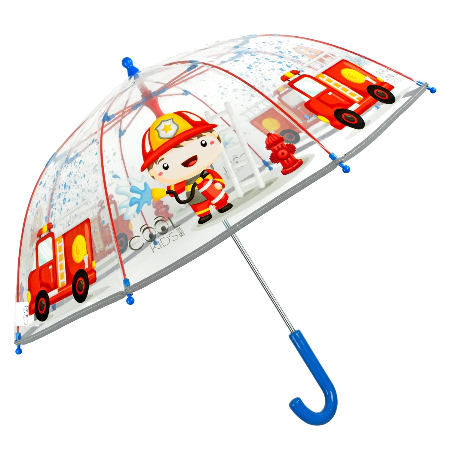 Transparent børne paraply med motiv af brandmand