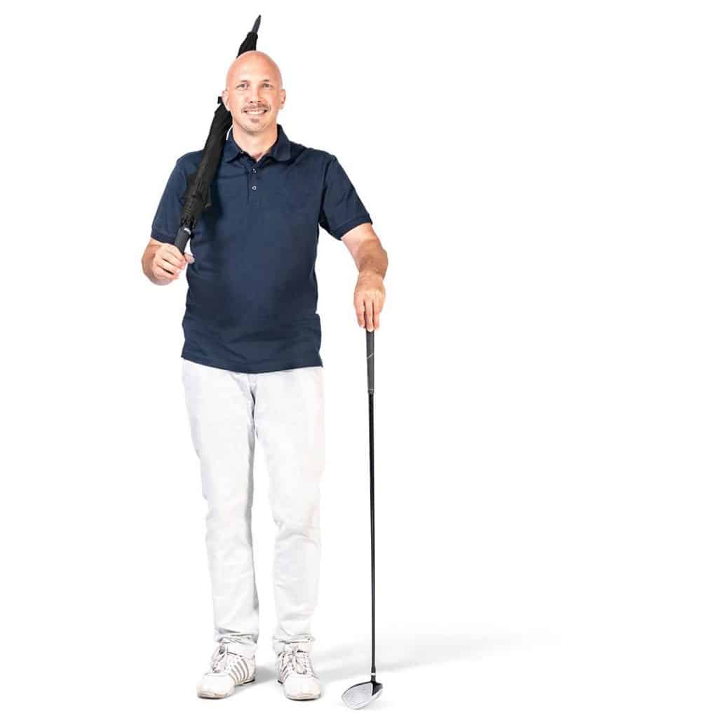 golfparaply med skulderrem