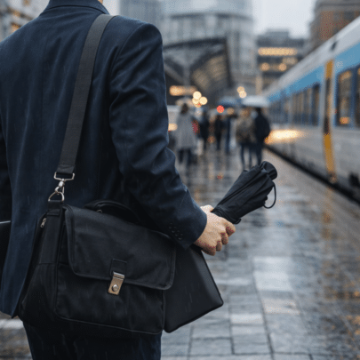 regnvejr på tog stationen